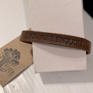Oak River Genuine Leather “You Are Enough” Leather adjustable bracelet unisex